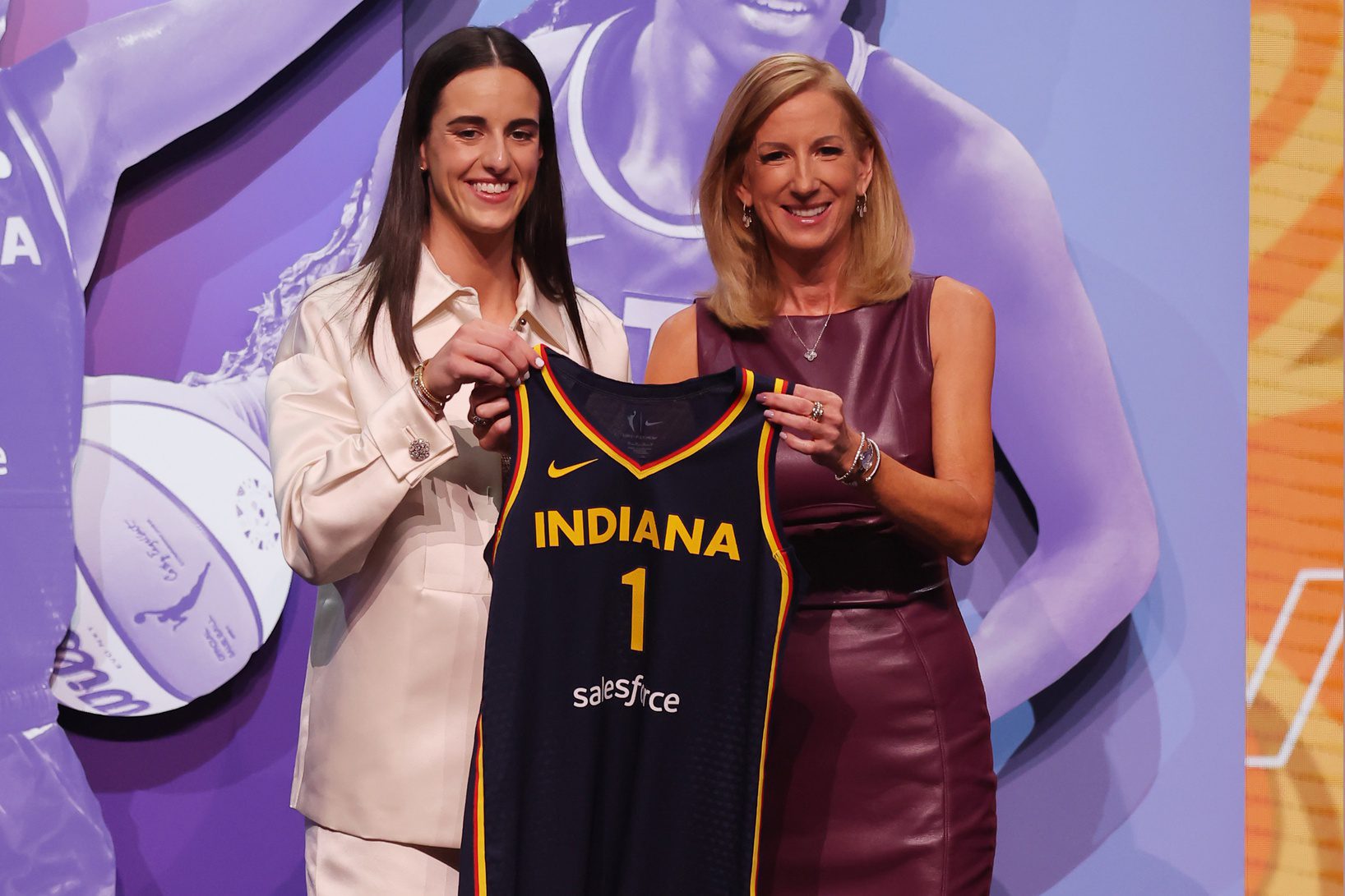 "No League Ever Made Themselves On One Player": Caitlin Clark Fans Shut Down By WNBA Commissioner Cathy Engelbert’s No-Nonsense Statement 2 Apr 15, 2024; Brooklyn, NY, USA; Caitlin Clark poses with WNBA commissioner Cathy Engelbert after she is selected with the number one overall pick to the Indiana Fever in the 2024 WNBA Draft at Brooklyn Academy of Music. Mandatory Credit: Brad Penner-USA TODAY Sports