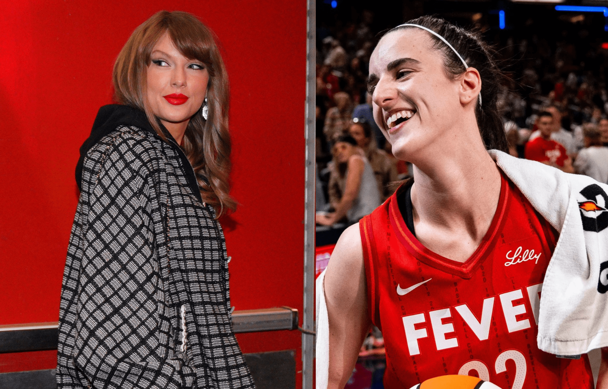 Taylor Swift (left) and Caitlin Clark (right). Photo credit: Imagn images