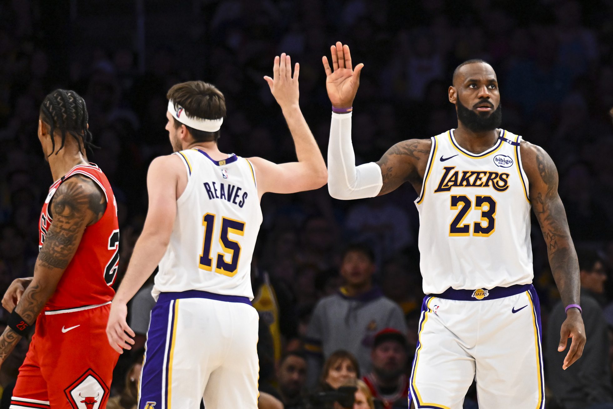 "He Expects to Make $30 Million This Summer" - Los Angeles Lakers Insider Expects a Huge Payday for Austin Reaves 2 Los Angeles Lakers forward LeBron James (23) fives guard Austin Reaves
