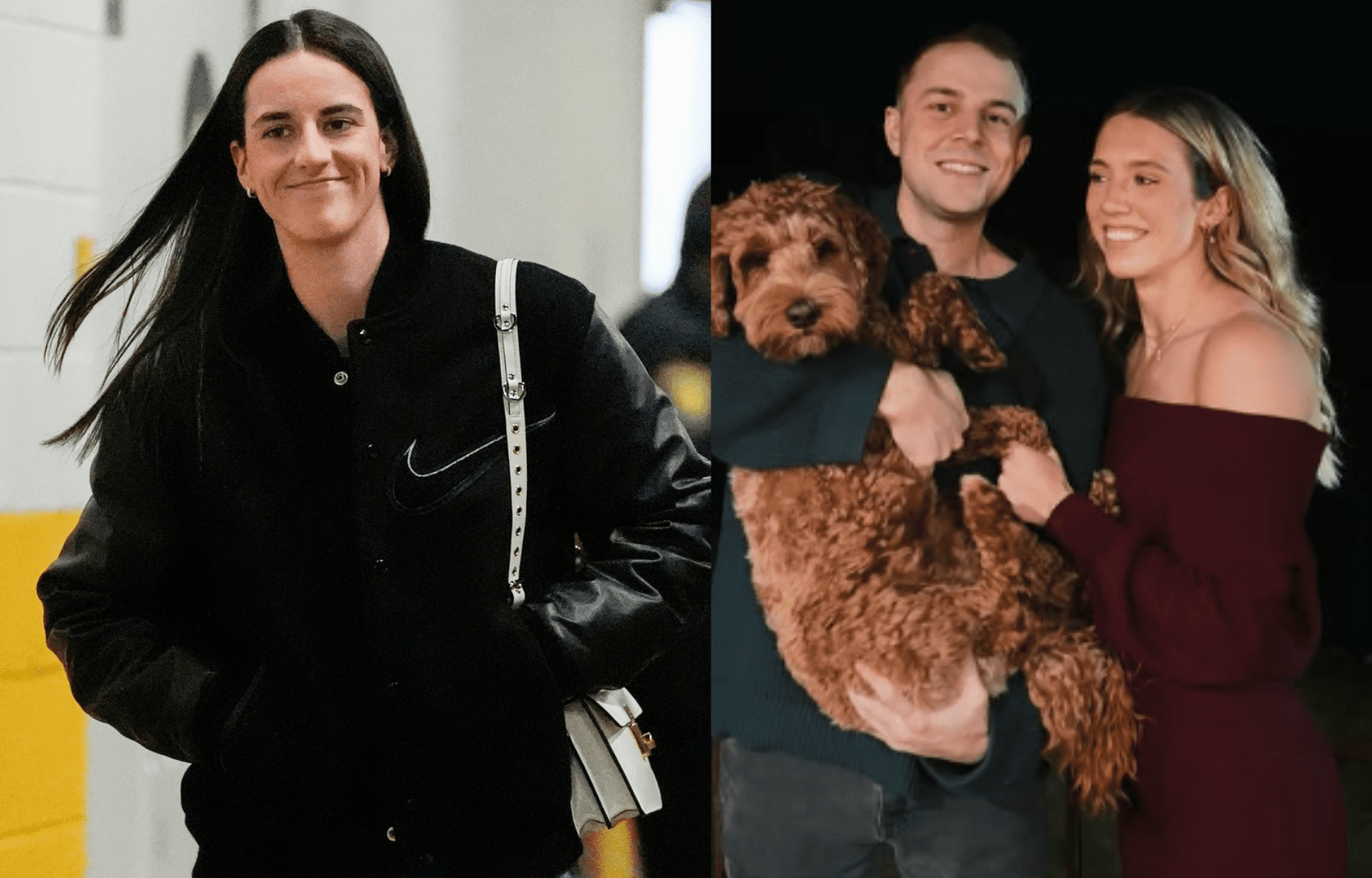 Indiana Fever star Caitlin Clark (left) overjoyed after her teammate, Lexie Hull, announced her engagement to longtime boyfriend Will Matthiessen (right).. Photo credits: Imagn and Instagram.