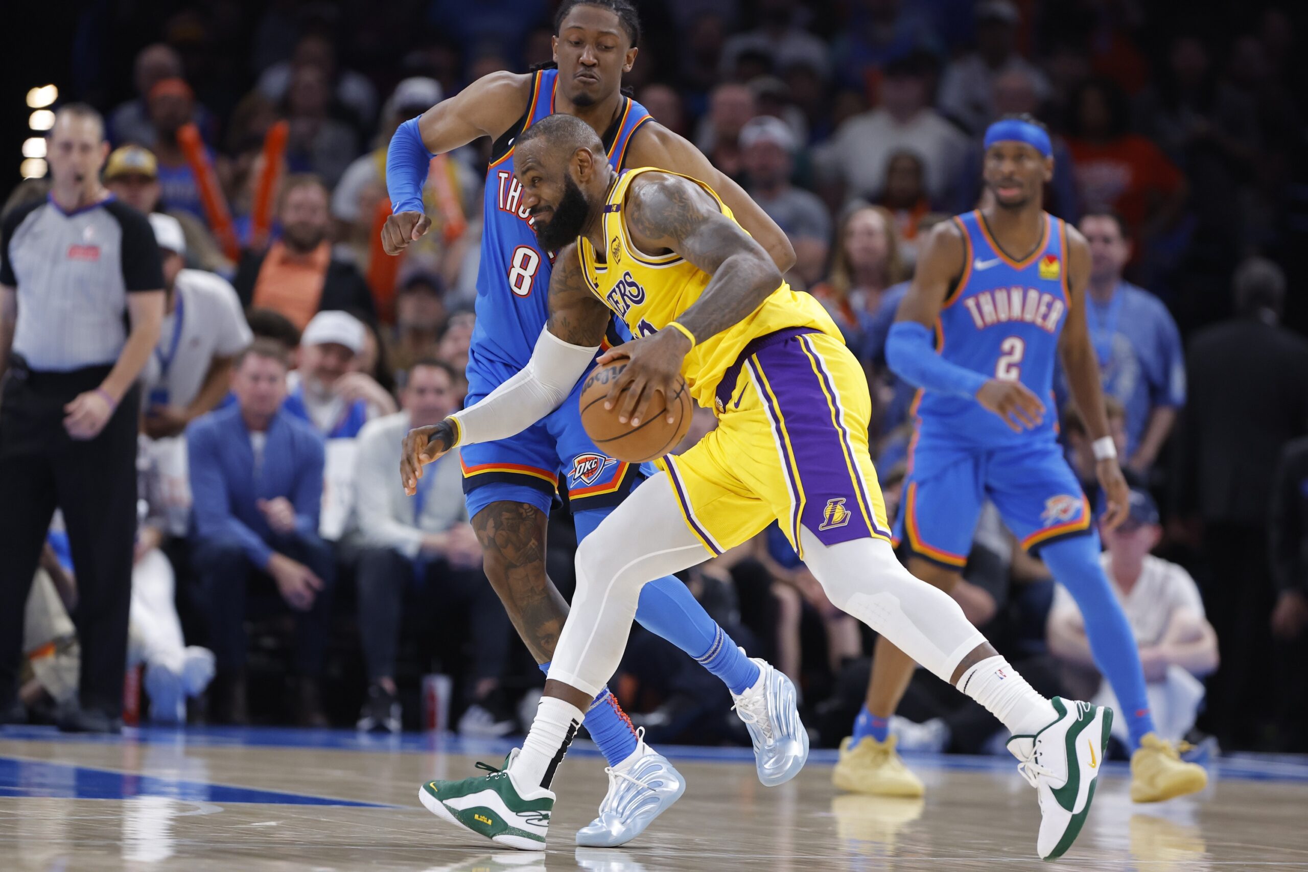 "At This Point NBA Is Just WWE With Better Lighting": NBA Fans Accuse League Of ‘Rigged’ NBA Cup Following Jumbotron Slip Showing Thunder–Lakers Semi-Final 2 USATSI 25882021 168400517 lowres scaled