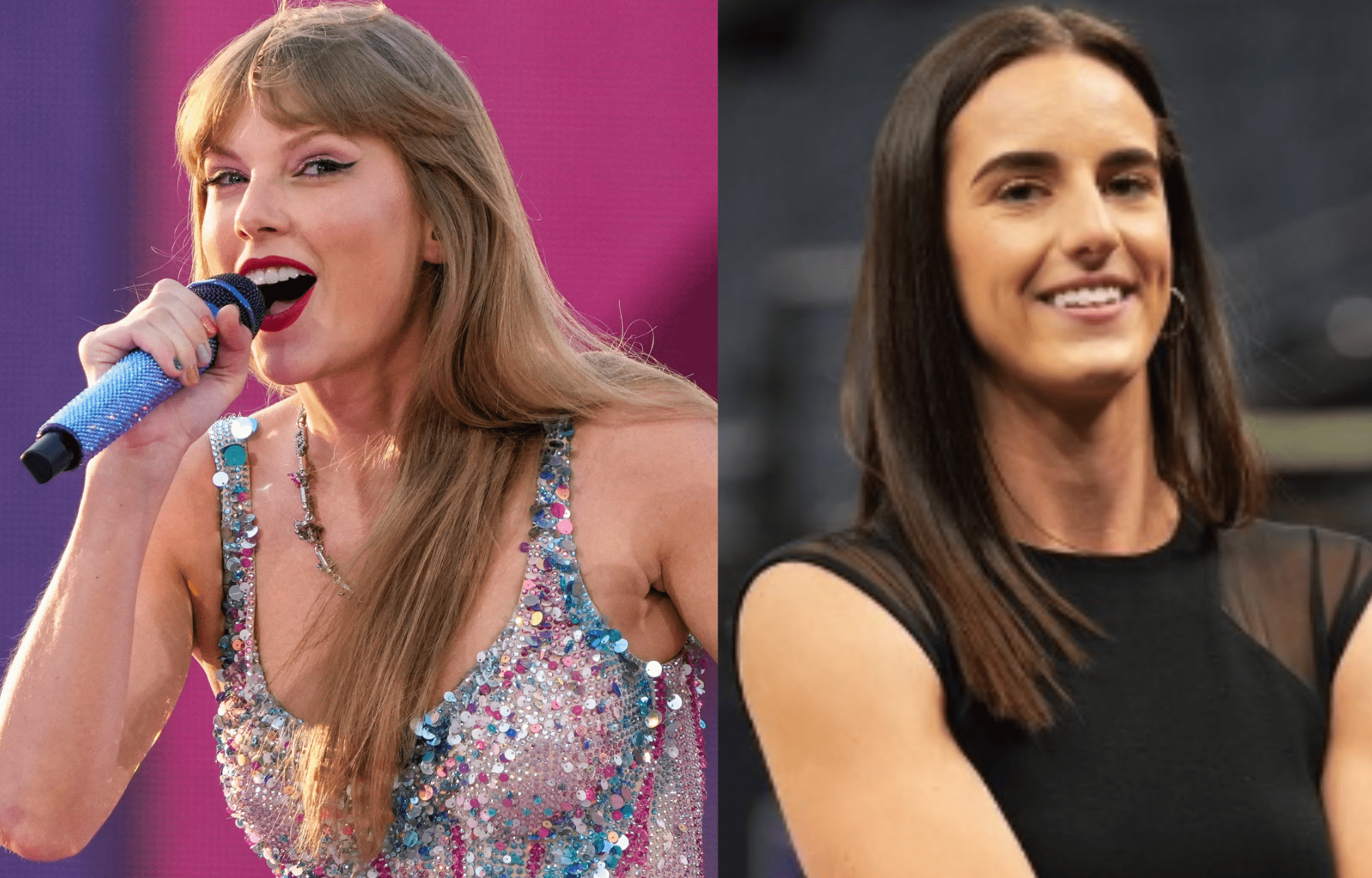 Taylor Swift (left) and Caitlin Clark (right)