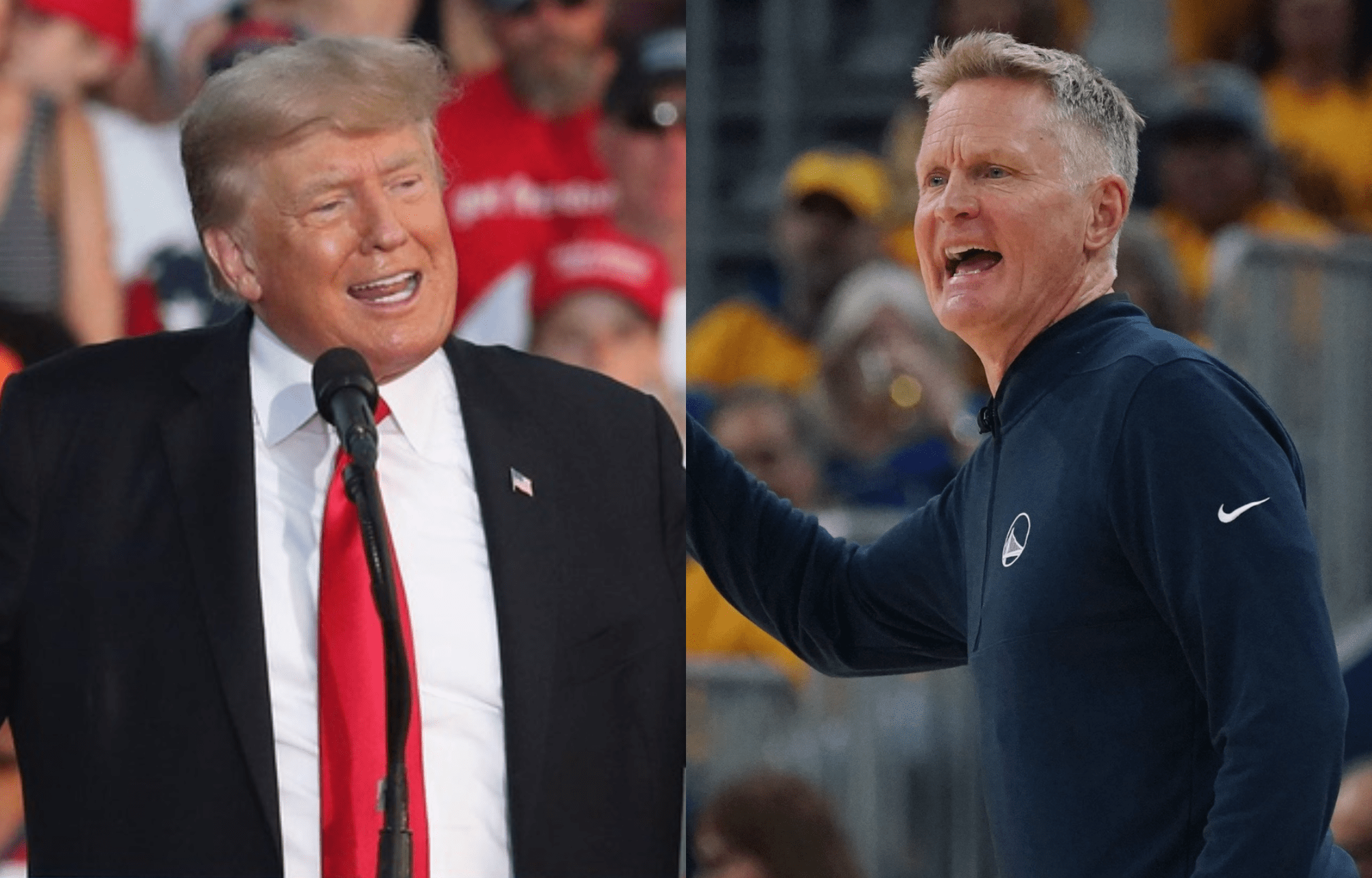 "But When Trump Supporters Protested, It Was Unamerican. Ok Stevie": NBA Fans React On Steve Kerr's Attending Anti-Donald Trump Protest 'No Kings' In San Francisco 1 US President Donald Trump and Golden State Warriors head coach Steve Kerr. Photo credits: Imagn