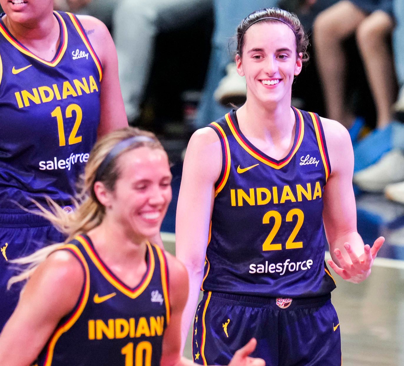 "The Girlssss": Lexie Hull Can’t Contain Excitement Making Appearance In ICaitlin Clark's Former Iowa Hawkeyes Photo Dump 2 Indiana Fever guard Lexie Hull (10) and Indiana Fever guard Caitlin Clark (22) laugh Tuesday, June 17, 2025, during a game between the Indiana Fever and the Connecticut Sun at Gainbridge Fieldhouse in Indianapolis.