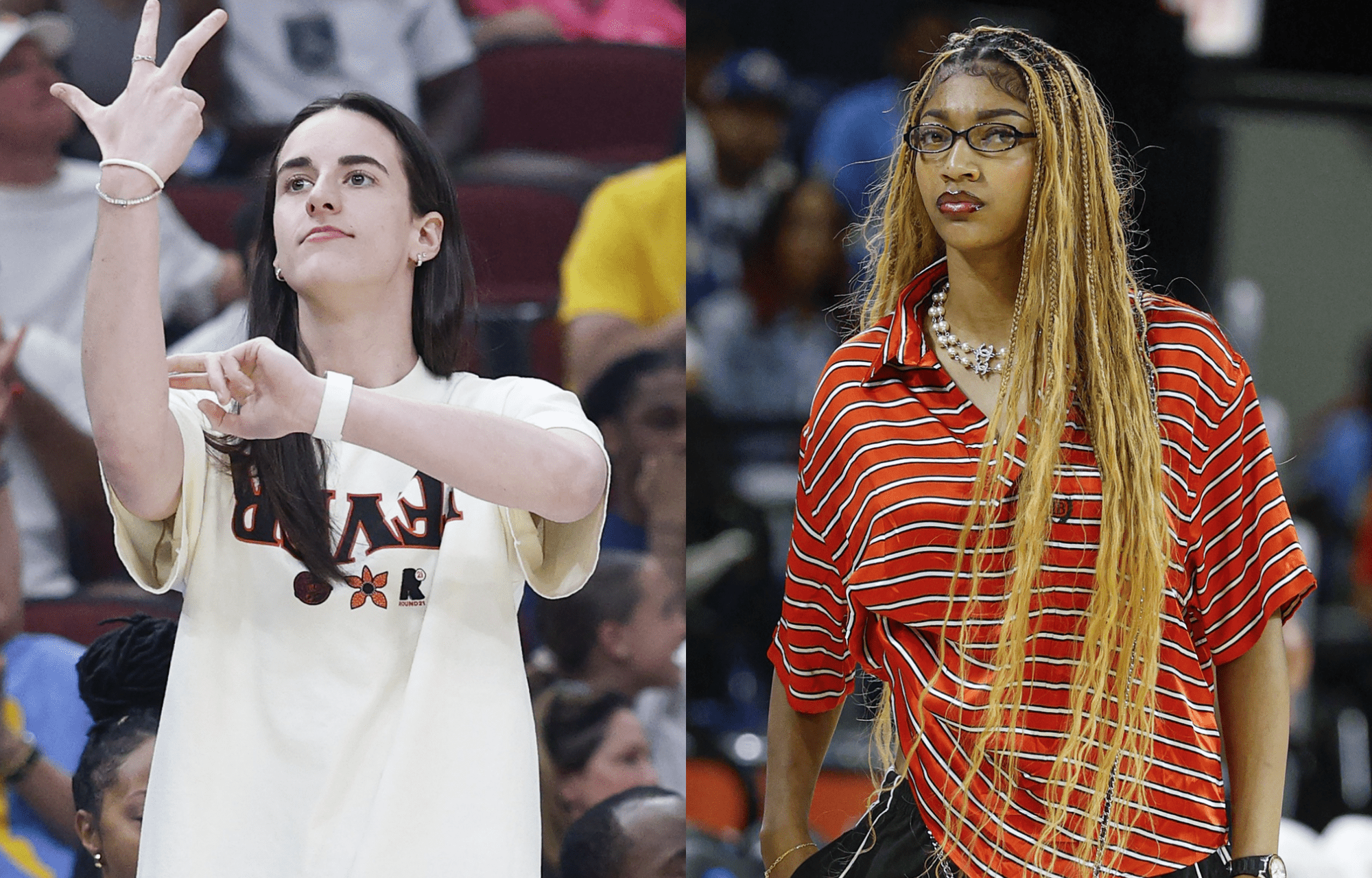 WNBA stars Caitlin Clark (left) and Angel Reese (right). Photo credits: Imagn
