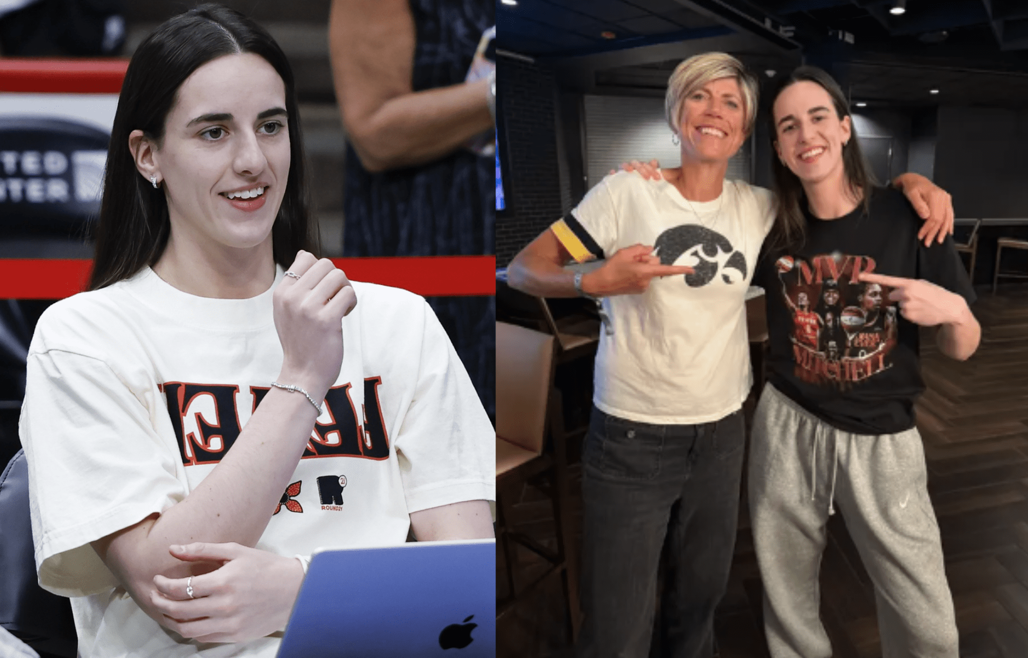 LOOK: Caitlin Clark Steals Attention In Chill Outfit While Rallying Behind Kelsey Mitchell’s MVP Campaign At Fever Game 1 Caitlin Clark with former Iowa coach, Jan Jensen. Photo credits: Imagn and X (formerly Twitter).