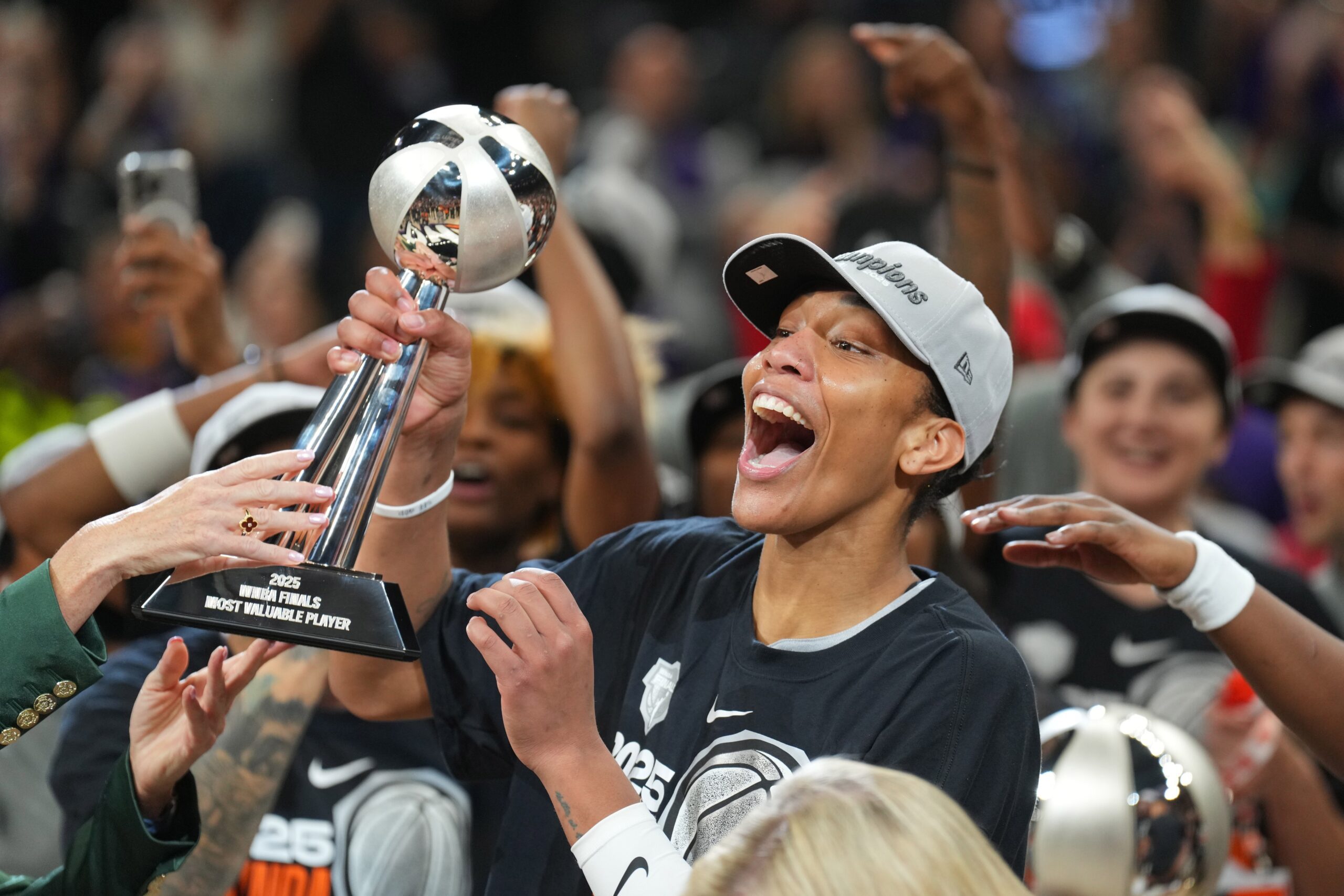 "No One Watching Middle School Tomboys": WNBA Fans Mock A'ja Wilson, Las Vegas Aces Bring Championship Trophy To Raiders Game 3 A'ja Wilson. WNBA Fans
