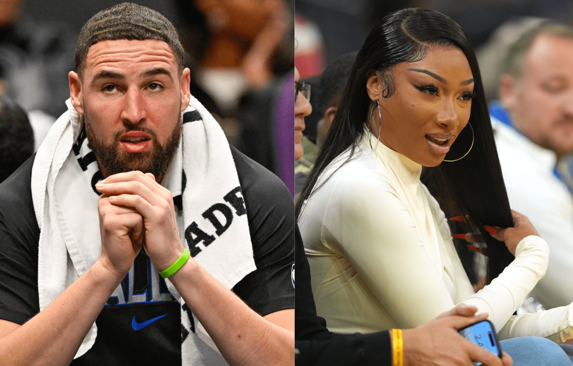 Klay Thompson and his girlfriend, Megan Thee Stallion, were just having a good time, but that didn’t stop NBA fans from chiming in with their own commentary. Photo credits: Imagn