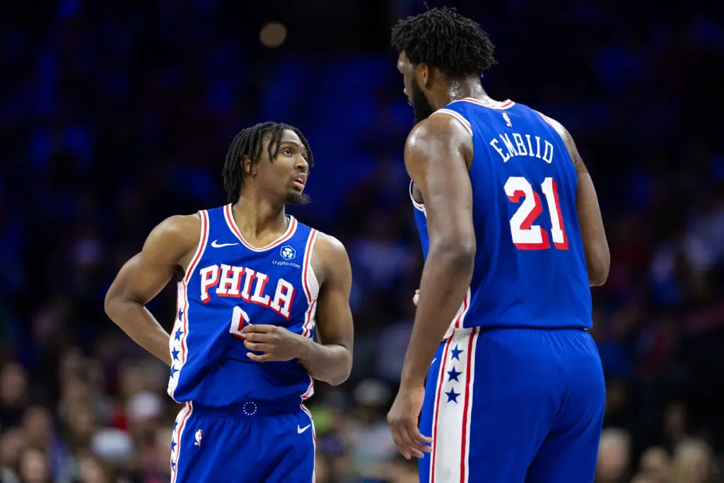 76ers: Tyrese Maxey Reacts to Joel Embiid’s Huge Game Back After Missing 7 Games and How It Helped in His First Ever Career Triple Double Tyrese Maxey and Joel Embiid of the Philadelphia 76ers