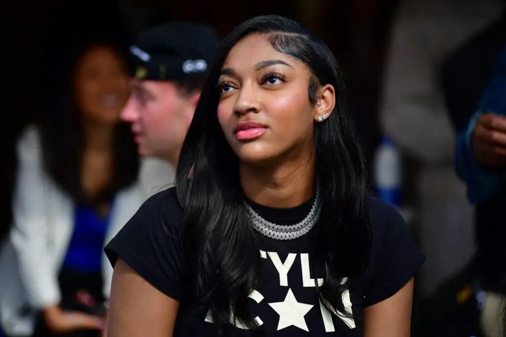 basketball player Angel Reese attends the game between the Los Angeles Rams and San Francisco 49ers 