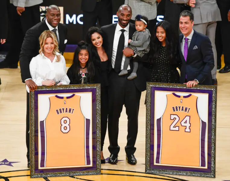 Paul Pierce's Dumb Take on Kobe Bryant Sparks Firestorm 2 Kobe Bryant (center) poses with his family Gianna Bryant, Vanessa Bryant, Bianka Bryant, and Natalia Bryant during a halftime ceremony retiring Kobe Bryant's two uniform numbers at Staples Center.