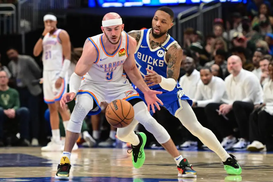 “There’s Obviously Room for Improvement” – Oklahoma City Thunder Star Sends Clear Reminder to the Team for 2025-26 Oklahoma City Thunder guard Alex Caruso (9) gets pressure from Milwaukee Bucks guard Damian Lillard (0) in the third quarter at Fiserv Forum.