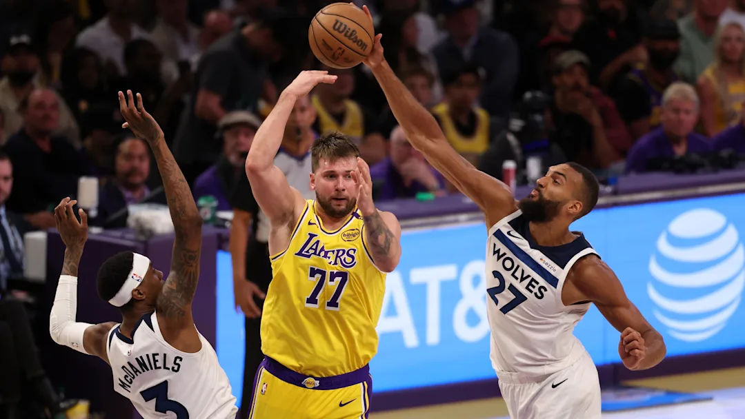 "He Disrespected the NBA" - Former Los Angeles Lakers Big Calls Out Luka Doncic for Calling the League Soft 1 Apr 22, 2025; Los Angeles, California, USA; Los Angeles Lakers guard Luka Doncic (77) pass is deflected by Minnesota Timberwolves center Rudy Gobert (27) during the third quarter of game two of first round for the 2024 NBA Playoffs at Crypto.com Arena. / Kiyoshi Mio-Imagn Images