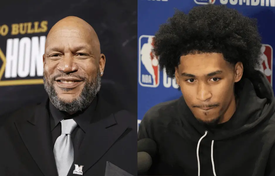 five-time NBA champion Ron Harper and son Dylan Harper. Photo credits: Imagn
