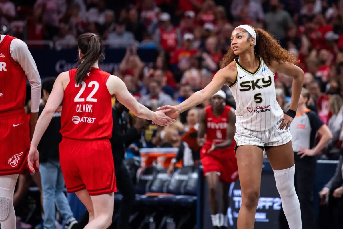 "Women Athletes Just More Private With Injury Stuff?": Caitlin Clark, Angel Reese Injuries Gets WNBA Conspiracy Theory Treatment For 'Vague' Return Updates From Jason Whitlock 1 May 17, 2025; Indianapolis, Indiana, USA; Indiana Fever guard Caitlin Clark (22) and Chicago Sky forward Angel Reese (5) shake hands before the game at Gainbridge Fieldhouse. Mandatory Credit: Trevor Ruszkowski-Imagn Images