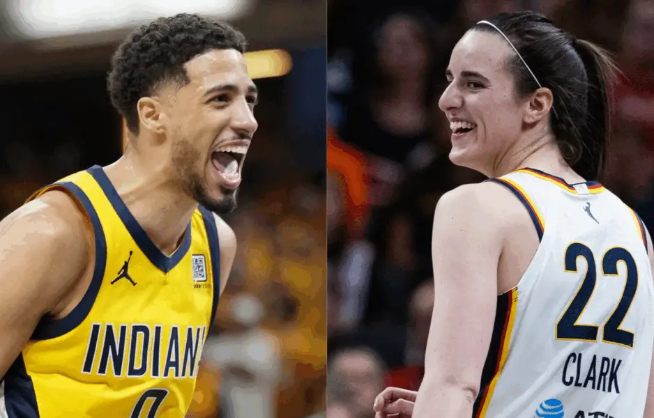 NBA Fans/ Indiana Pacers Tyrese Haliburton (left) and Indiana Fever Caitlin Clark (right). Photo credits: Imagn