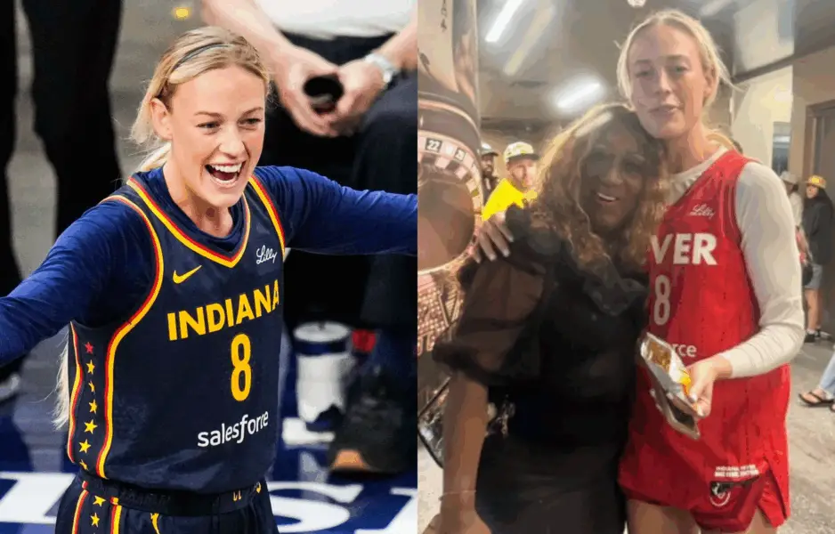 Sophie Cunningham and her viral pic with Jewel Loyd's Mother. Photo credits: Imagn and X (formerly Twitter).
