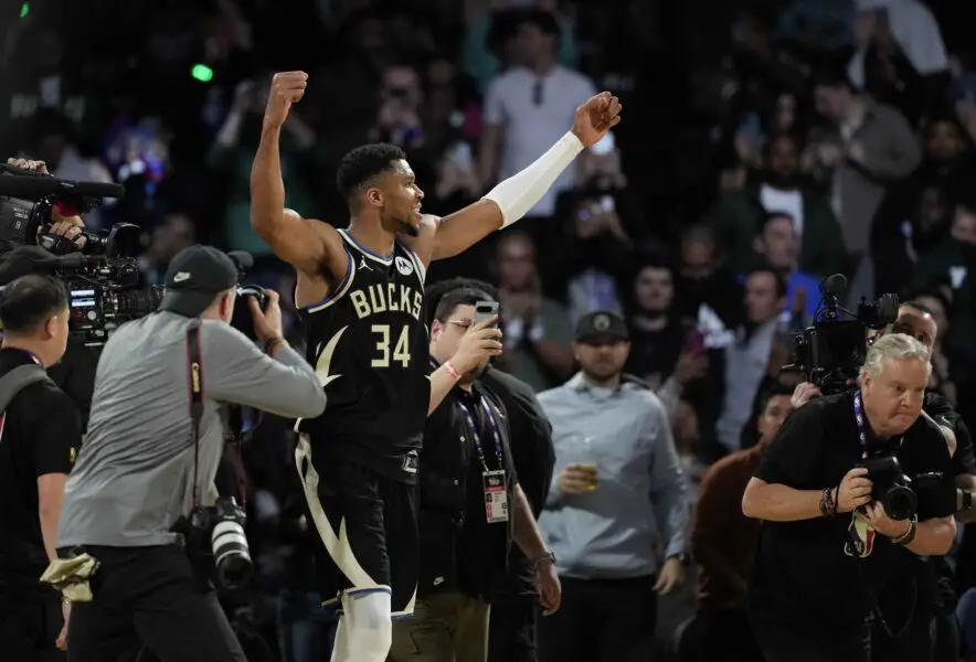 Giannis Antetokounmpo Puts End to Conflict with Aggressive Turkey Basketball Fans After 2-Time MVP's Wife Receive Death Threats 3 Dec 17, 2024; Las Vegas, Nevada, USA; Milwaukee Bucks forward Giannis Antetokounmpo (34) celebrates after winning the Emirates NBA Cup championship game against the Oklahoma City Thunder at T-Mobile Arena. Mandatory Credit: Kyle Terada-Imagn Images