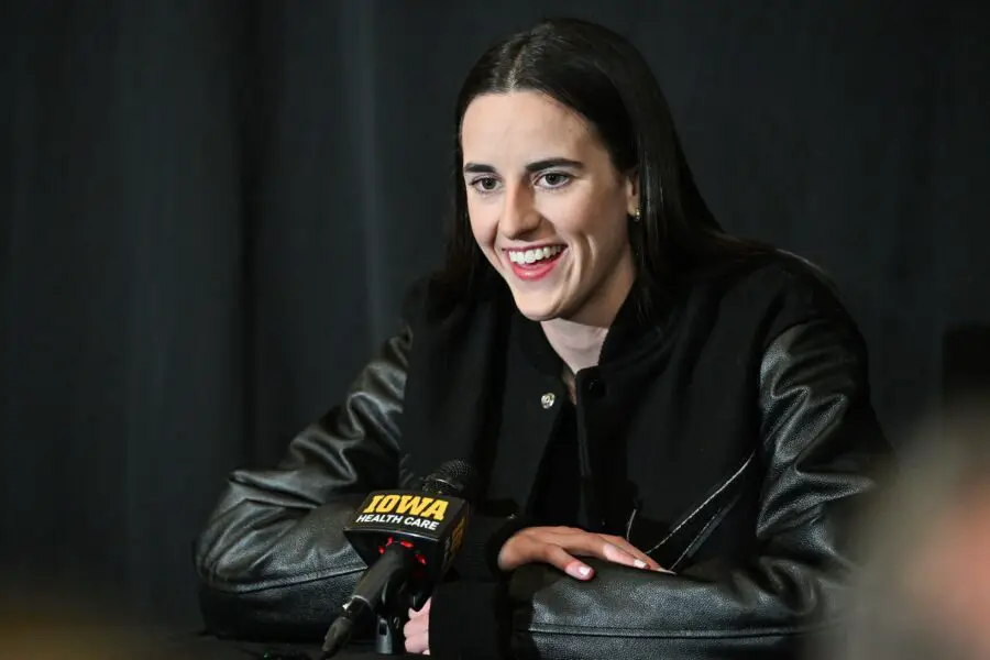 Caitlin Clark Sees Off-Camera Footage Leaked During Loss To Sparks, Goes Instantly Viral 1 Feb 2, 2025; Iowa City, Iowa, USA; Former Iowa Hawkeyes player Caitlin Clark talks with the media before the game against the USC Trojans at Carver-Hawkeye Arena. The Hawkeyes will be retiring the jersey of Clark after the game. Mandatory Credit: Jeffrey Becker-Imagn Images