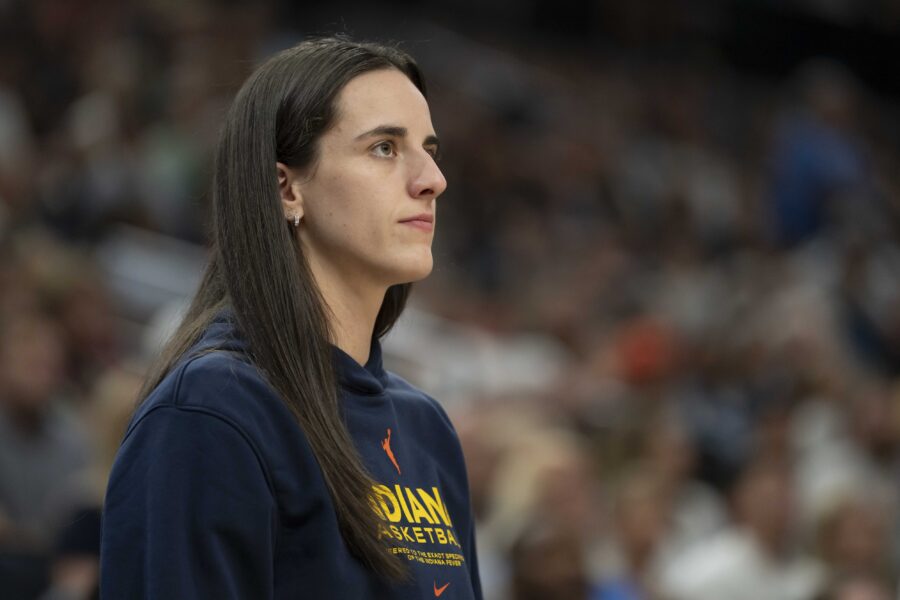 Caitlin Clark Sees Off-Camera Footage Leaked During Loss To Sparks, Goes Instantly Viral 2 Jul 1, 2025; Minneapolis, Minnesota, USA; Indiana Fever guard Caitlin Clark (22) looks on against the Minnesota Lynx in the second half during the Commissioner's Cup final at Target Center. Mandatory Credit: Jesse Johnson-Imagn Images