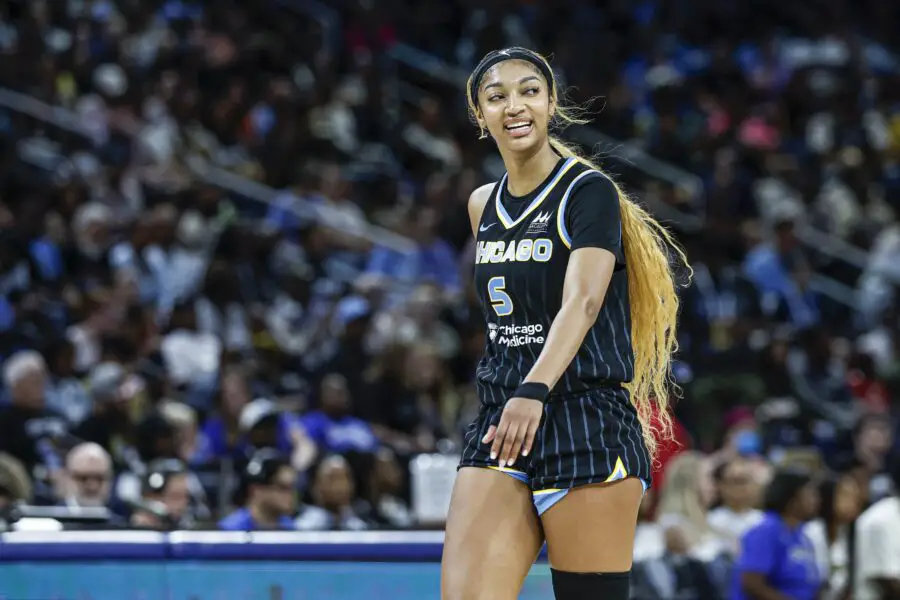 "She Isn't Even Trying To Hide It" Angel Reese Accused Of Point Shaving In Horrible Leaked Video 2 Jul 12, 2025; Chicago, Illinois, USA; Chicago Sky forward Angel Reese (5) reacts during the first half of a WNBA game against the Minnesota Lynx at Wintrust Arena. Mandatory Credit: Kamil Krzaczynski-Imagn Images