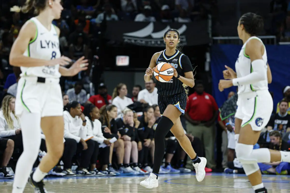 "Do They Do This For Scoring And Assists Too?": Angel Reese Gets Rebounding Trophy While Rachel DeMita Scratches Head On Special WNBA Honor 3 Jul 12, 2025; Chicago, Illinois, USA; Chicago Sky forward Angel Reese (5) brings the ball up court during the second half of a WNBA game against the Minnesota Lynx at Wintrust Arena. Mandatory Credit: Kamil Krzaczynski-Imagn Images