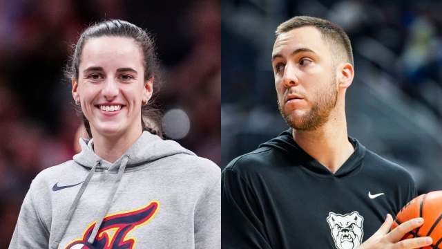 indiana fever guard caitlin clark left and her boyfriend butler bulldogs assistant coach connor mccaffery right