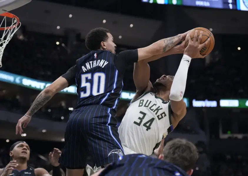 Cole Anthony, Giannis Antetokounmpo, Milwaukee Bucks