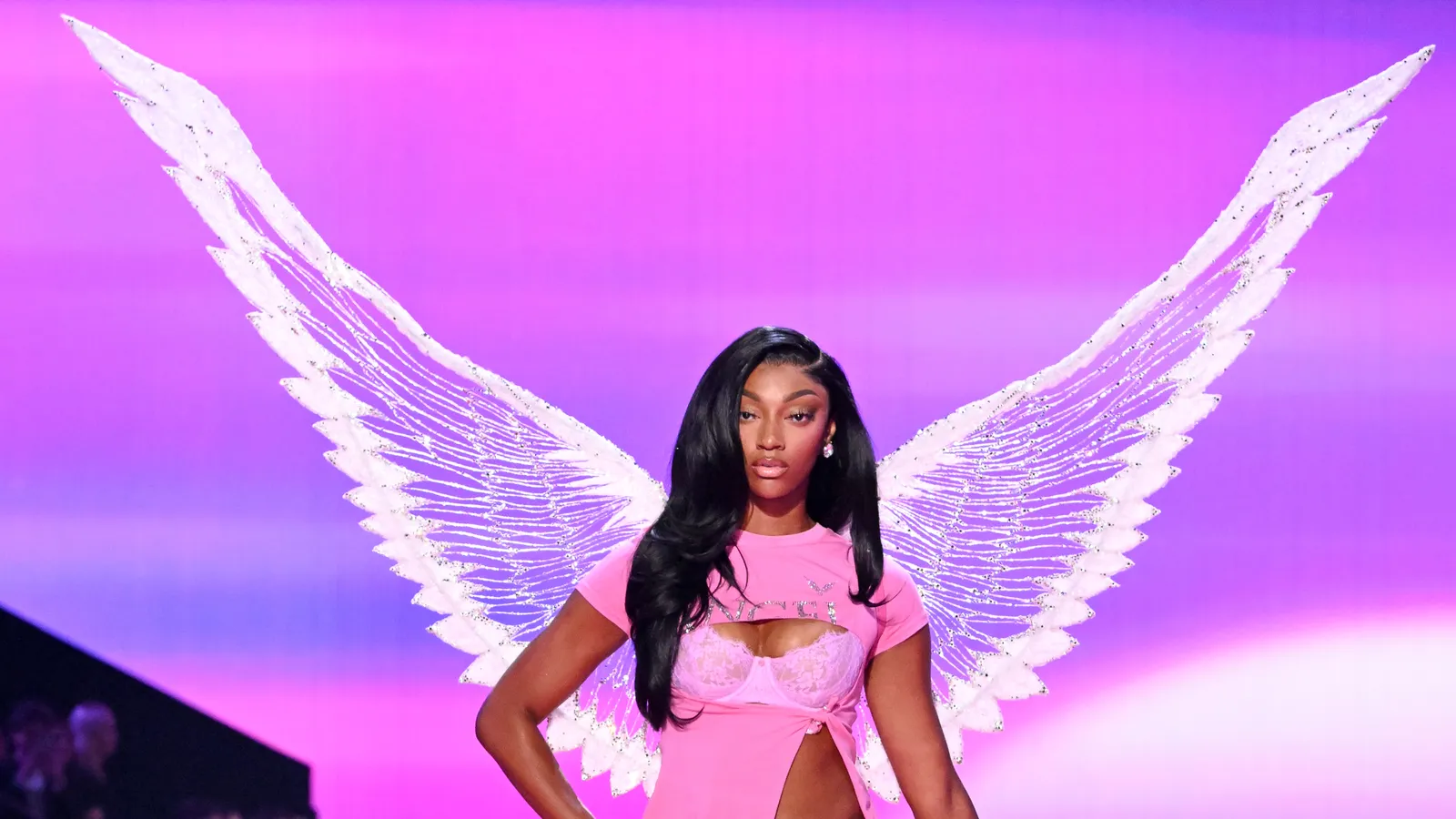 "Angel Reese And Her Little Sunisa Labubu": WNBA Fans Go Gaga Over Angel Reese, Sunisa Lee Victoria's Secret Backastage Photo Goes Viral 1 Angel Reese during Victoria's Secret Fashion Show. Photo credits: Vogue