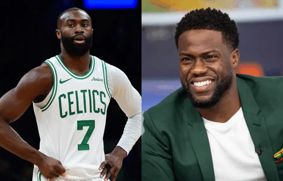 “You Gotta Cut It Off”: Kevin Hart Hilariously Torches Jaylen Brown for Hairline Disaster in Viral Clip Kevin Hart Hilariously Torches Jaylen Brown for Hairline Disaster in Viral Clip. Photo credits: Imagn
