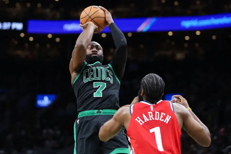 Boston Celtics' Jaylen Brown Shares How He Prepped 2023 2nd Rounder to Stop James Harden 3 Jaylen Brown, Boston Celtics