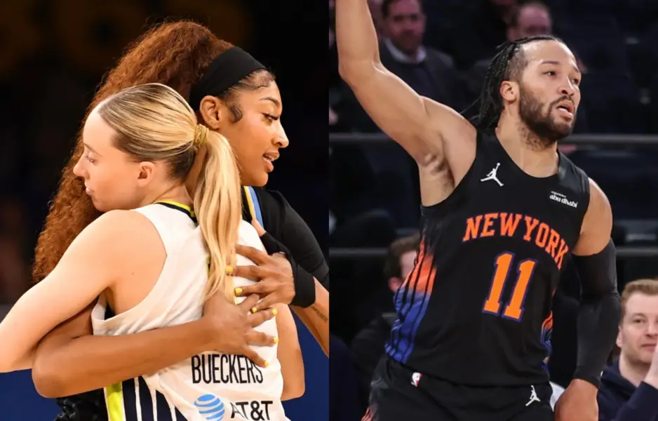 “Reese Gave That ‘I Don’t Really Want To Hug You’ Tye Of Hug”: WNBA Fans Get Witty As Angel Reese, Paige Bueckers Share A Post-Game Hug With Jalen Brunson WNBA Fans Get Witty As Angel Reese, Paige Bueckers Share A Post-Game Hug Wiuth Jalen Brunson