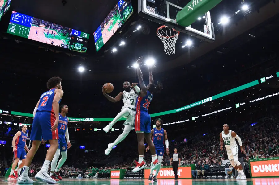 Jaylen Brown Hilariously Trolls Isaiah Stewart In His Face With 1 Gesture Pistons Big Recently Went Viral For; Celtics Star Explains Commotion 2 USATSI 19395511