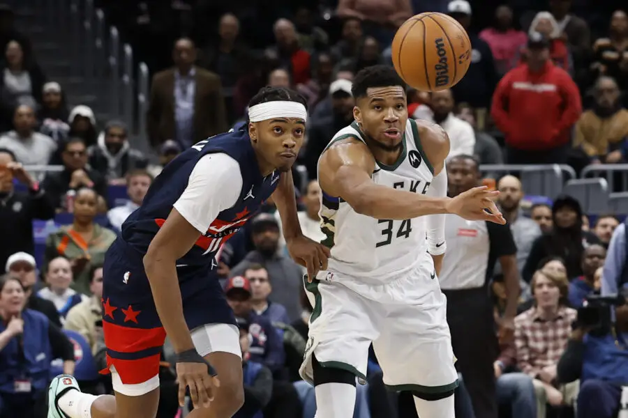 Wizards' 3rd Year Guard Bilal Coulibaly Had A Gargantuan Task of Guarding Giannis Antetokounmpo and Succeeded, Thanks to 'Whatever' Advice He Got Pre-Game 1 USATSI 27719697