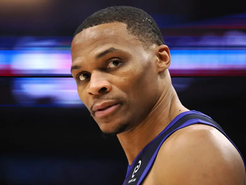 Dec 27, 2025; Sacramento, California, USA; Sacramento Kings guard Russell Westbrook (18) looks to the baseline during the second quarter against the Dallas Mavericks at Golden 1 Center. Mandatory Credit: Kelley L Cox-Imagn Images