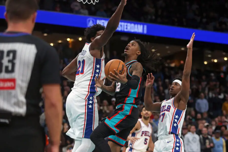 'Still A Superstar' - Grizzlies Star Ja Morant Posts Insane Numbers Again But He's Involved in OT Miscue That Gave 76ers the Win 1 USATSI 27908511