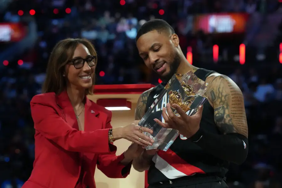 ‘It Felt Like a Game for Me’ – Damian Lillard Details Process Before All Star Weekend 3-Point Contest Win Portland Trail Blazers star Damian Lillard hold 2026 3-Point Contest trophy